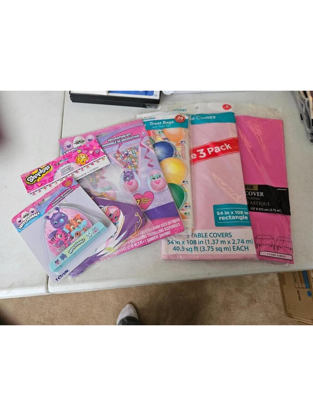 Girls Party Supplies Lot – Decorations, Table Covers & Banner (All New)